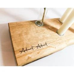 Personalisiertes Adventsbrett / Adventskranz aus hochwertigem Eichenholz mit Wunschgravur