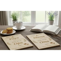 Personalisiertes Bambus-Holzbrett mit Lasergravur – Unikat Geschenk für Oma & Opa