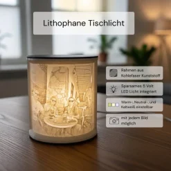 Personalisiertes 3D Lithophan mit LED – Dein Foto als leuchtendes Weihnachtsgeschenk | Handgemacht in Tirol | USB Lichtb