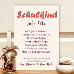 Personalisiertes Einschulungsgeschenk Mädchen: Bilderrahmen mit Namen & Geldfach – Handgemachte Geschenkidee Schulkind