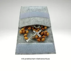 personalisiertes Filztäschchen Rosenkranz NAME  Farbwahl
