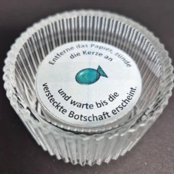 Personalisiertes Gastgeschenk zur Kommunion & Konfirmation – Teelicht mit Botschaft, Glashalter & Geschenkbox