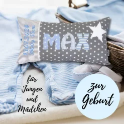 Personalisiertes Geburtskissen mit Namen & Geburtsdaten – Geschenk zur Geburt & Taufe