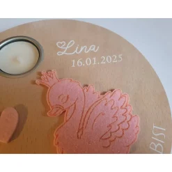 Personalisiertes Geburtstagslicht aus Holz – Einzigartiges Geschenk zur Geburt, Taufe oder Geburtstag