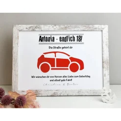 personalisiertes Geldgeschenk zum 18. Geburtstag - Motiv Auto