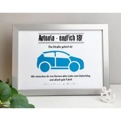 personalisiertes Geldgeschenk zum 18. Geburtstag - Motiv Auto