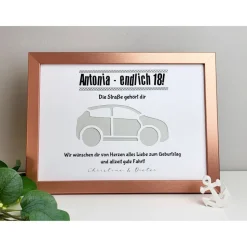 personalisiertes Geldgeschenk zum 18. Geburtstag - Motiv Auto
