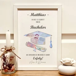 Personalisiertes Geldgeschenk Abschluss – Bilderrahmen zur Motivation & Erinnerung (Abitur, Bachelor, Master, Staatsexamen, Ausbildung)