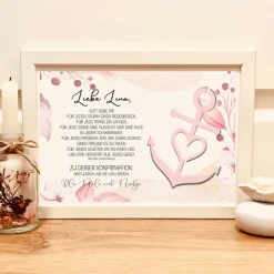 Personalisiertes Geldgeschenk zur Konfirmation im Bilderrahmen – Geschenk für Mädchen mit Anker-Motiv