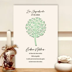 Personalisiertes Geldgeschenk zur Jugendweihe – Lebensbaum im Bilderrahmen | Geschenkidee mit Wunschname