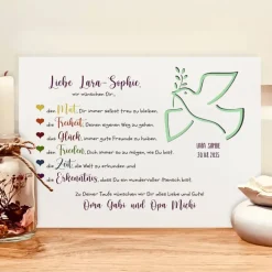 Personalisiertes Geldgeschenk zur Taufe – Bilderrahmen mit Herzenswünschen für Mädchen und Jungen