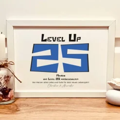 Personalisiertes Geldgeschenk zum 25. Geburtstag für Gamer im Retro-Bilderrahmen