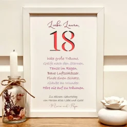 Personalisiertes Geldgeschenk 18. Geburtstag Mädchen – Einzigartiger Bilderrahmen mit Namen