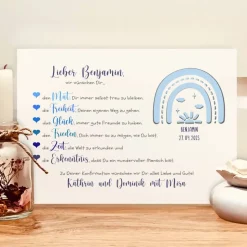 Personalisiertes Geldgeschenk zur Konfirmation für Jungen – Erinnerungsrahmen mit Regenbogen