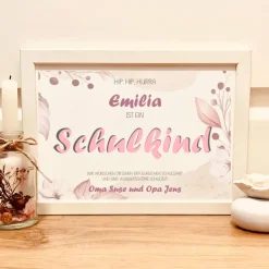 Personalisiertes Geldgeschenk Einschulung Mädchen – Erinnerungsstück Bilderrahmen Schulkind mit Name