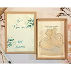 Personalisiertes Geldgeschenk Kommunion – Geschenkbox mit Namen & Glückwunschkarte