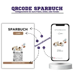 Personalisiertes Geldgeschenk | Virtuelles Sparbuch | QrCode Geschenkkarte | Auto Führerschein