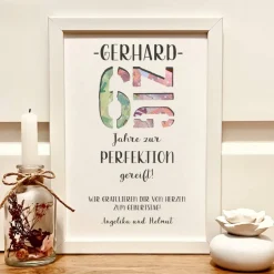 Personalisiertes Geldgeschenk zum 60. Geburtstag mit Selbstironie im Bilderrahmen