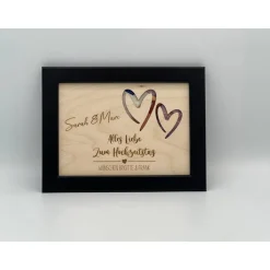 Personalisiertes Geldgeschenk aus Holz mit Herzmotiv zur Hochzeit, Silberhochzeit & goldenen Hochzeit