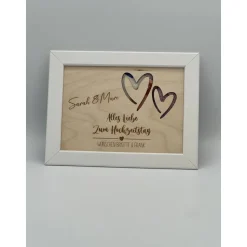 Personalisiertes Geldgeschenk aus Holz mit Herzmotiv zur Hochzeit, Silberhochzeit & goldenen Hochzeit