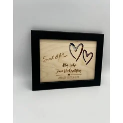 Personalisiertes Geldgeschenk aus Holz mit Herzmotiv zur Hochzeit, Silberhochzeit & goldenen Hochzeit