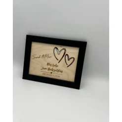 Personalisiertes Geldgeschenk aus Holz mit Herzmotiv zur Hochzeit, Silberhochzeit & goldenen Hochzeit