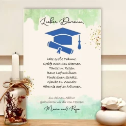 Personalisiertes Geldgeschenk Abitur im Bilderrahmen mit Hut & Urkunde – Kreatives Andenken