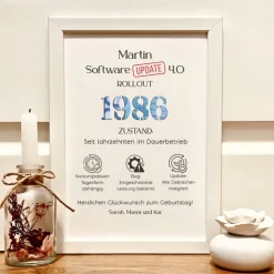 Personalisiertes Geldgeschenk 40. Geburtstag – Software Update im IT-Design für Computerfans