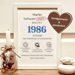 Personalisiertes Geldgeschenk 40. Geburtstag – Software Update im IT-Design für Computerfans