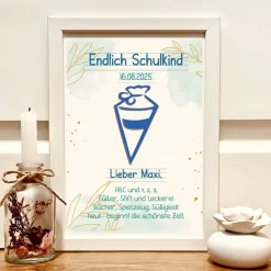Personalisiertes Geldgeschenk zur Einschulung für Jungen im Bilderrahmen – Erinnerungsstück mit Name