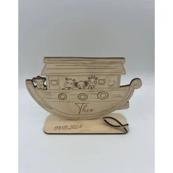 Personalisiertes Geldgeschenk Arche Noah aus Holz zur Taufe, Geburt & Kommunion