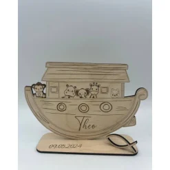 Personalisiertes Geldgeschenk Arche Noah aus Holz zur Taufe, Geburt & Kommunion