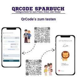 Personalisiertes Geldgeschenk | Virtuelles Sparbuch | QrCode Geschenkkarte | Löwe