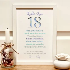 Personalisiertes Geldgeschenk 18. Geburtstag Junge – Bilderrahmen & Motivationsspruch