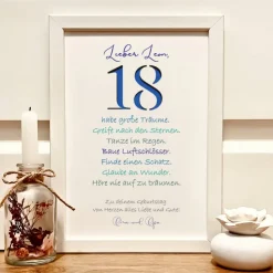 Personalisiertes Geldgeschenk 18. Geburtstag Junge – Bilderrahmen & Motivationsspruch