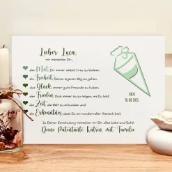 Personalisiertes Geldgeschenk zum Schulanfang | Einschulungsgeschenk mit Namen und Datum | Geld im Bild