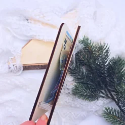 Personalisiertes Geldgeschenk Weihnachten | Geschenkverpackung nachhaltig  | Christbaumkugel mit Name | Weihnachtskarte