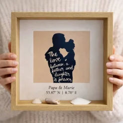 Personalisiertes Geschenk für Papa – Maritime Vinyl Bilderrahmen-Deko mit Spruch von Tochter, 27x27cm