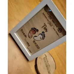 Personalisiertes Geschenk zur Geburt oder Taufe im Bilderrahmen. Individuelles Geldgeschenk mit Geburtsdaten