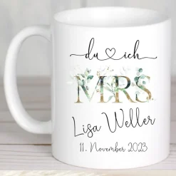 Personalisiertes Geschenk zur Hochzeit Tassen Set Brautpaar