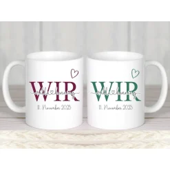 Personalisiertes Geschenk zur Hochzeit Tassen Set Brautpaar