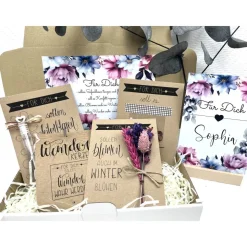 Personalisiertes Geschenk mit Trockenblumen für Frauen, Geburtstagsgeschenk für Schwester und Freundin
