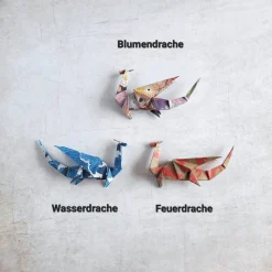 Personalisiertes Geschenk zur Einschulung mit Origami Drache & Mutstein - Schulanfang Geschenkbox mit Botschaft