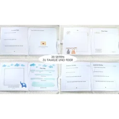 personalisiertes Gästebuch & Album zur Taufe in Türkis bis Rosa blanko oder mit Fragen
