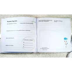 personalisiertes Gästebuch & Album zur Taufe in Türkis bis Rosa blanko oder mit Fragen