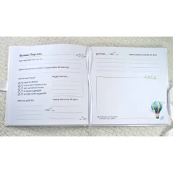 personalisiertes Gästebuch zur Taufe Regenbogen, Herzen, Sonne & Mond blanko o. mit Fragen / Fragebogen Beere