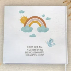 personalisiertes Gästebuch zur Taufe mit Arche Noah und Tieren blanko od. mit Fragen / Fragebogen