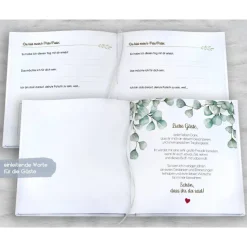 personalisiertes Gästebuch zur Taufe mit Arche Noah und Tieren blanko od. mit Fragen / Fragebogen