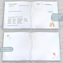 personalisiertes Gästebuch zur Taufe mit Arche Noah und Tieren blanko od. mit Fragen / Fragebogen