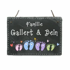 Personalisiertes Haustürschild aus Schiefer – Familien Türschild mit Namen, handgefertigt & wetterfest